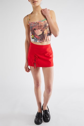 Minigonna in lino - Rosso