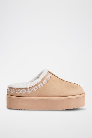 Sabots fourrés plateformes Wally - Beige