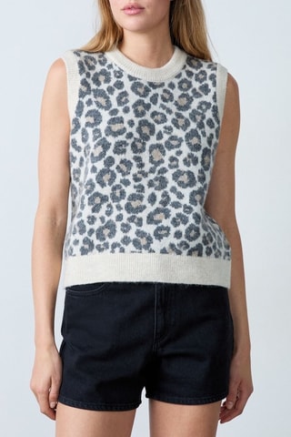 Pull sans manches Boulevard Beaumarchais - Ecru et gris foncé