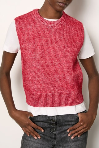 Pull sans manches Essentiel - Rouge chiné