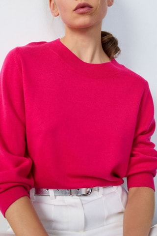 Pull en laine Abstract Poetry - Fuchsia