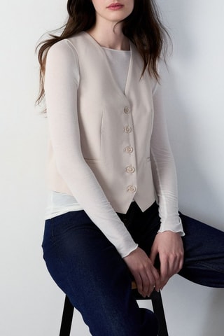 Gilet sans manches Essentiel - Beige