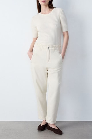 Pantalon taille haute Boulevard Beaumarchais - Blanc