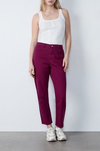 Pantalon taille haute Capsule Broderie - Grenat