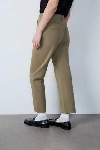 Pantalon taille haute Capsule Broderie - Marron