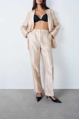 Pantalon taille haute On The Guest Liste - Ecru