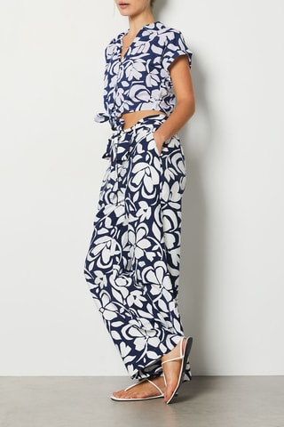 Pantalon Calypso - Bleu nuit et blanc - Etam