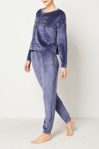 Jogging en velours Loeva - Bleu marine - Etam
