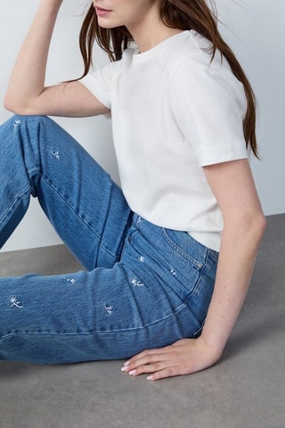 Jean Capsule broderie - Bleu