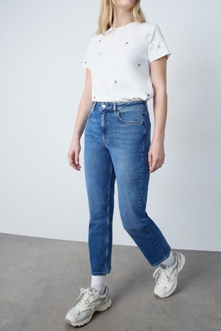 Jean 7/8 Capsule Fleurs - Bleu
