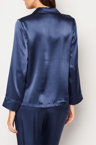 Camisa de pijama em seda Pearly - Azul-noite