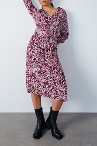 Robe longue Abstract Poetry - Bordeaux et blanc