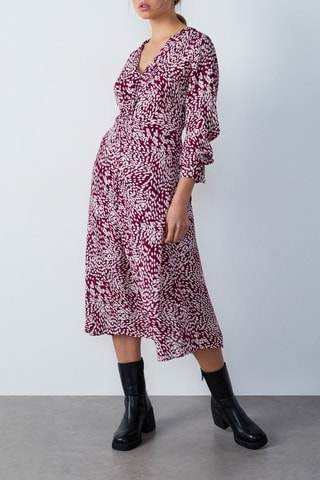 Robe longue Abstract Poetry - Bordeaux et blanc