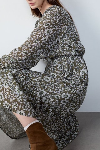 Robe midi Marche Aux Fleurs - Kaki