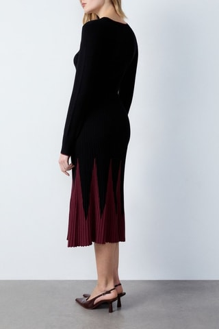 Robe fourreau Abstract poetry - Noir et bordeaux