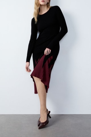 Robe fourreau Abstract poetry - Noir et bordeaux