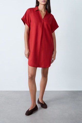 Robe droite en lin Essentiel - Rouge