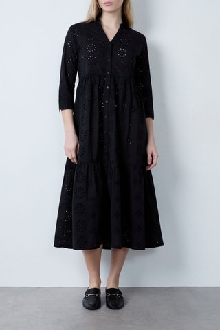 Robe midi en broderie anglaise Essentiel - Noir