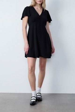 Robe chemise Capsule Fleurs - Noir