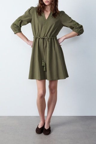 Robe patineuse Marche Aux Fleurs - Vert olive