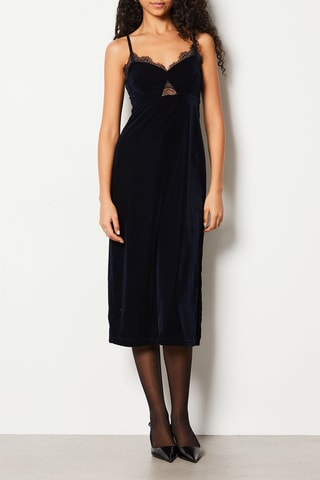 Robe droite en velours Melina - Bleu nuit - Etam