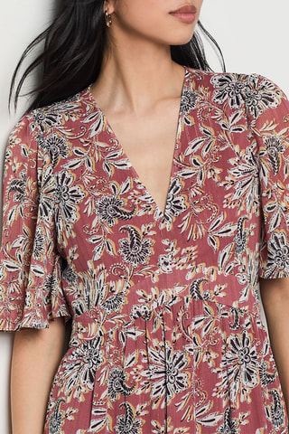 Robe longue Isaac - Vieux rose et noir - Etam