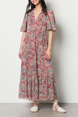 Robe longue Isaac - Vieux rose et noir - Etam