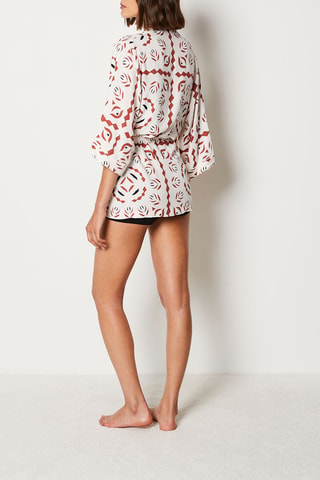Kimono Surie - Rouge brique et blanc