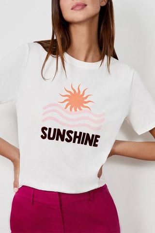 T-shirt Vintage St Tropez - Blanc et orange