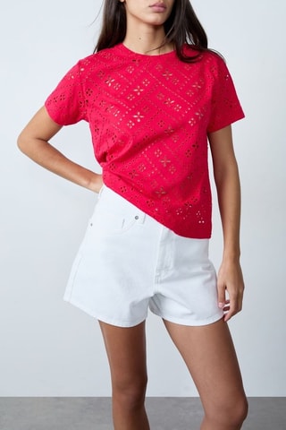 T-shirt en broderie anglaise Mordern Gypset - Rouge