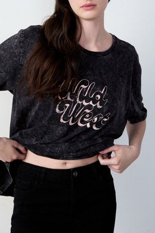 T-shirt oversize Cowboy - Noir chiné
