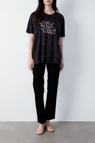 T-shirt oversize Cowboy - Noir chiné