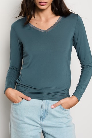 T - shirt Warm Me Up Lace -  Bleu canard -  - Etam