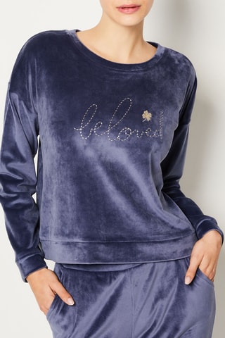 Sweat en velours Loeva - Bleu marine - Etam