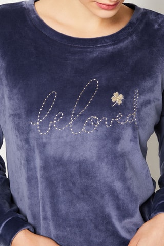Sweat en velours Loeva - Bleu marine - Etam