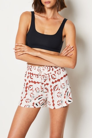 Short Surie - Rouge brique et blanc - Etam