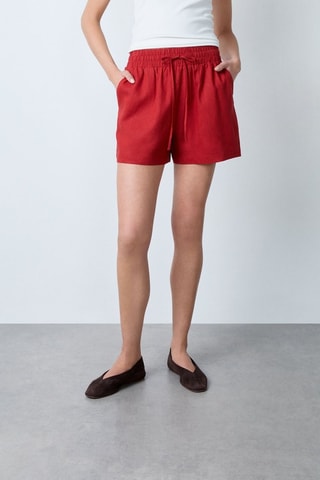 Short en lin Essentiel - Rouge