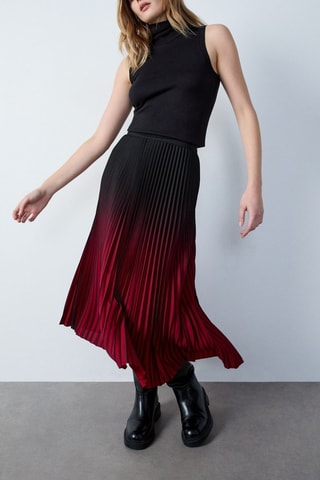 Jupe plissée dip and dye Essentiel - Rouge et noir