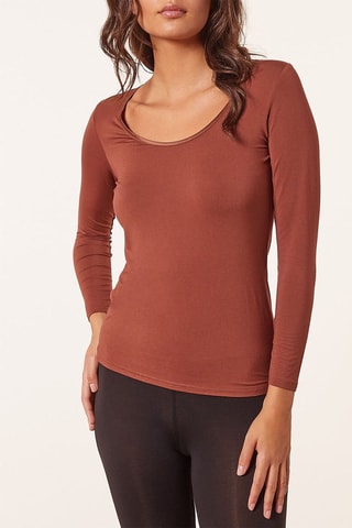 Top Warm Me Up Satin Marron
