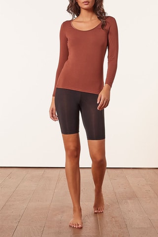 Top Warm Me Up Satin Marron