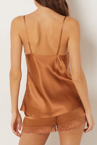 Caraco de pyjama en soie Milky - Marron