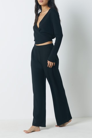 Pantalon de pyjama taille haute Dolia - Noir