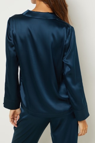 Chemise de pyjama en soie Pearly - Bleu marine