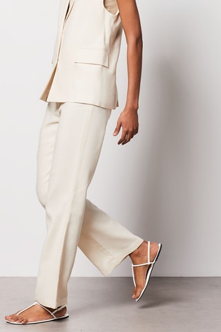 Pantalon droit en <b>lin</b> - Beige