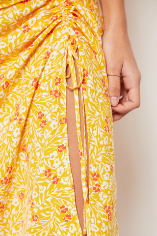 Jupe midi taille haute - Jaune