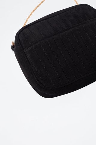 Sac bandoulière en croûte de cuir - Noir - Etam