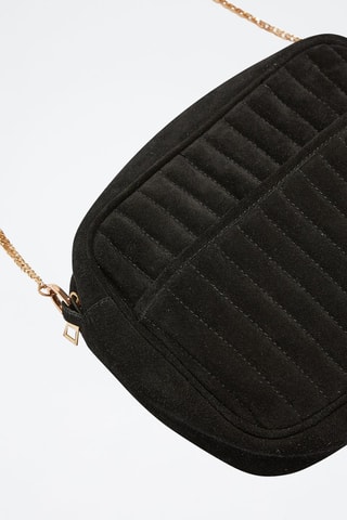 Sac bandoulière en croûte de cuir - Noir - Etam