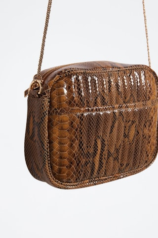 Sac bandoulière en croûte de cuir - Bleu