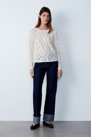 Top en dentelle Marche Aux Fleurs - Blanc