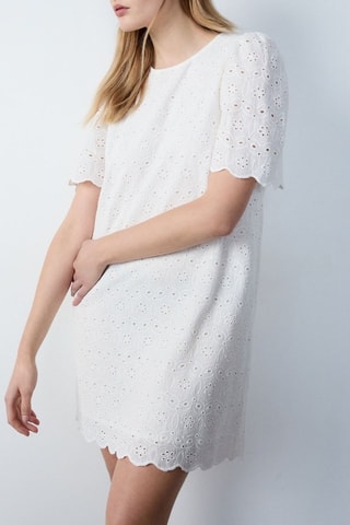 Robe droite en broderie anglaise Capsule fleurs - Blanc
